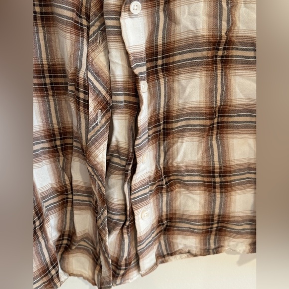 Time & Tru Youth Brown Long Sleeve Plaid Button Up Size Large 12-14 - Picture 2 of 4